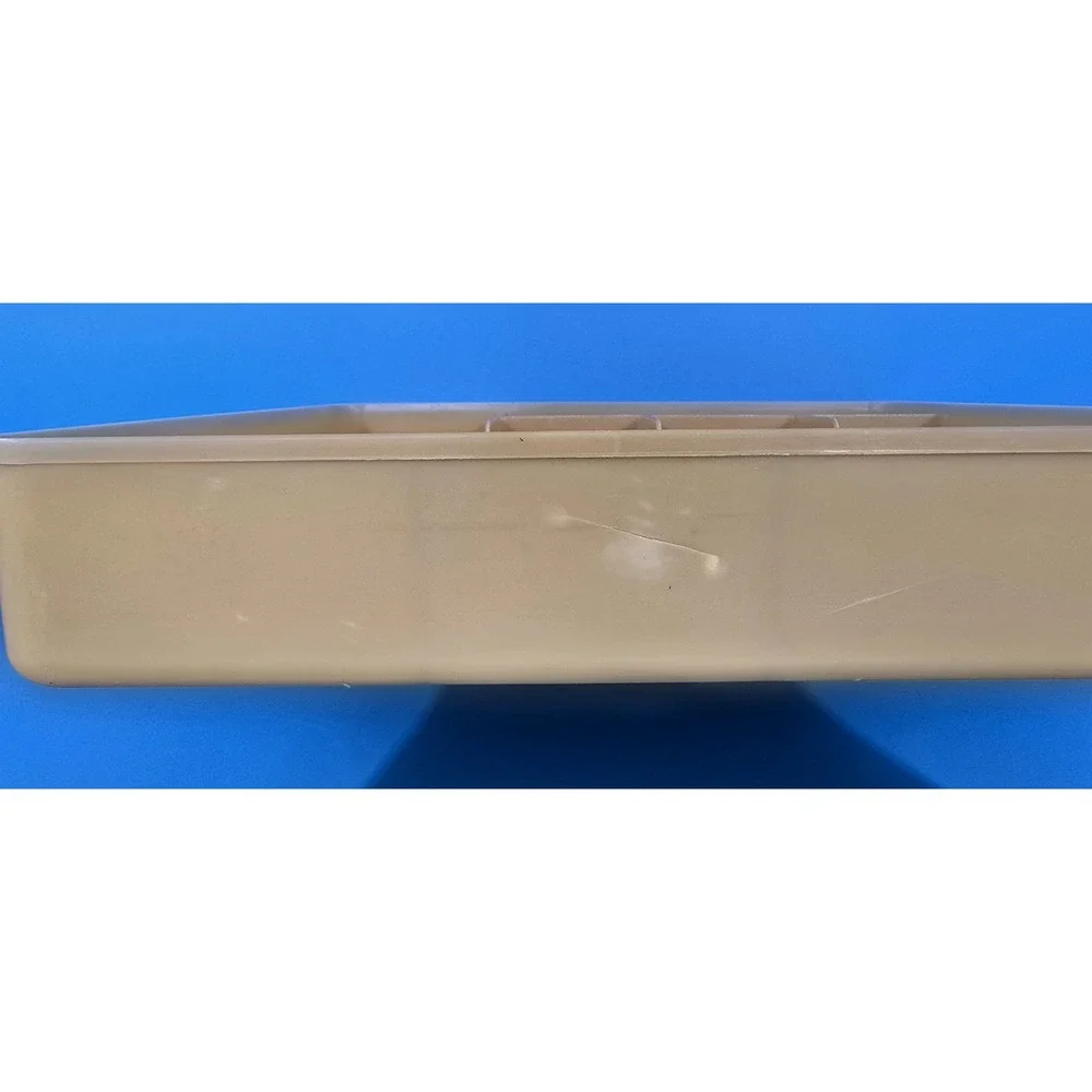 Vtg Harvest Gold‎ Hard Plastic Silverware Tray 5 Sections 13.5x11.5x2